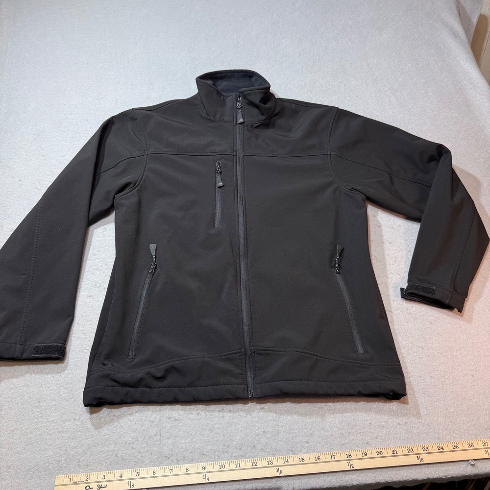 Mossi Black Softshell Jacket Full Zip Fleece Lined Mens Medium Pockets‎